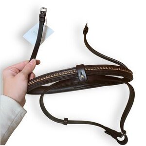 English Bridal Flash Noseband inlay Truly Canadian leather Stitched dark brown
